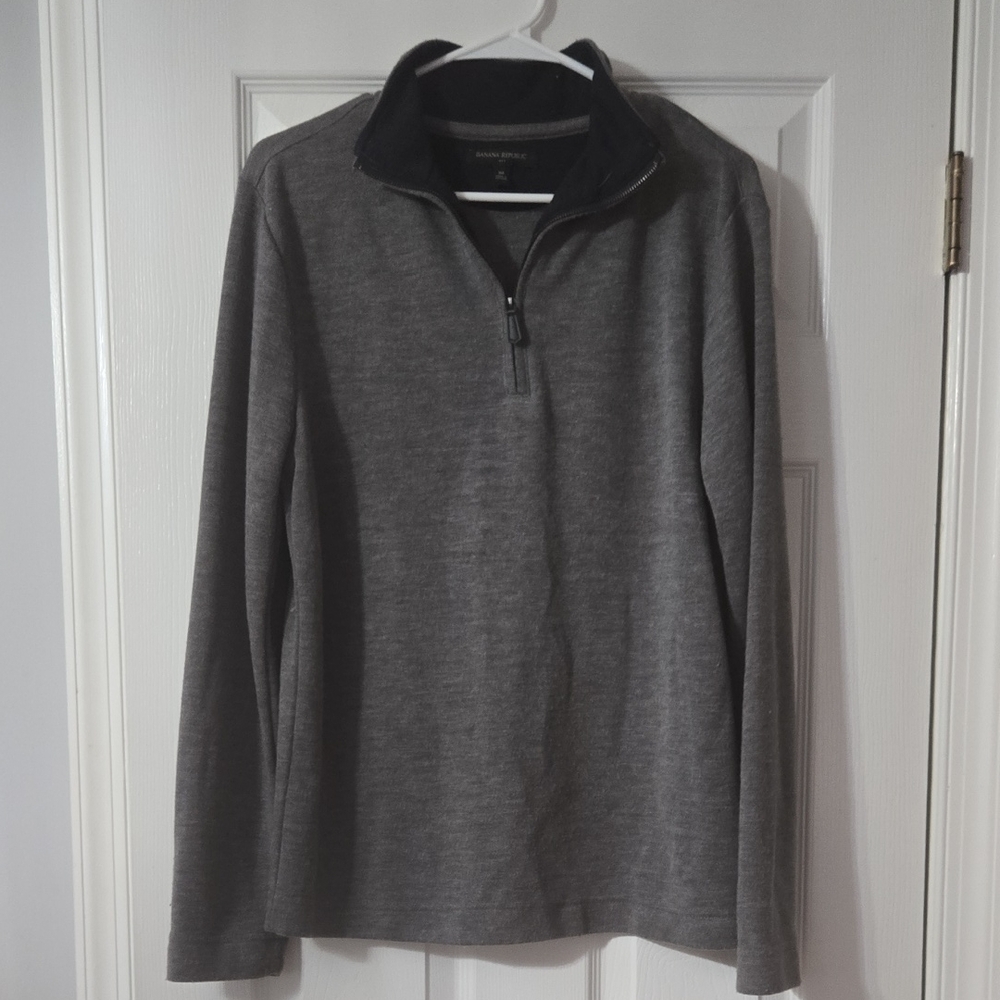 Banana Republic Men's Charcoal Zip-Up Sweater